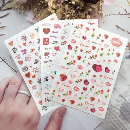3D Nail Sticker Valentines Day Red Lip Love Design DIY Tips Nail Art Decoration Packaging Self-adhesive Transfer Decal Slider