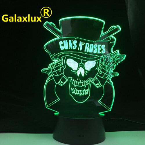 Guns N' Roses 3D LED Lamp Usb Touch Sensor Room luminaria Lamp Fans Present Hard Rock Band Logo Led Night Light Baby Dropship