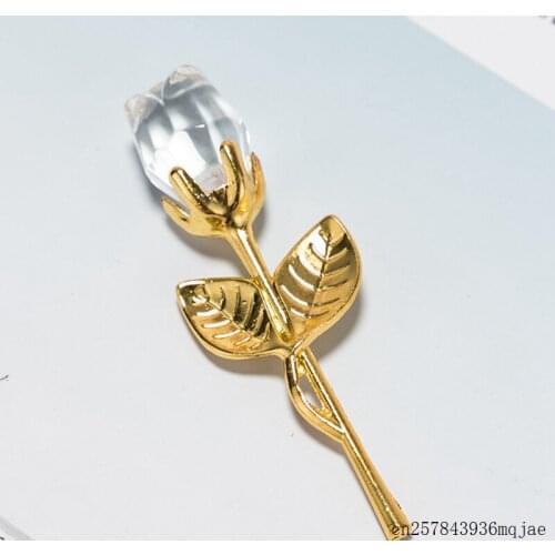 50pcs Crystal Rose Flower in Gift Box Figurines Craft Wedding Favors and Gifts Souvenir Table Decoration Ornaments