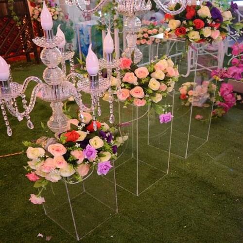 Acrylic Wedding Flower Stand Aisle Crystal Square Column Wedding Festival Decoration Flower Frame Road Decoration Column