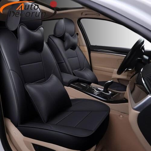 AutoDecorun Perforated Cowhide Seat Covers for Peugeot 307SW Accessories Seat Cover Cars Styling Protectors 17PCS/Sets 2009-2012