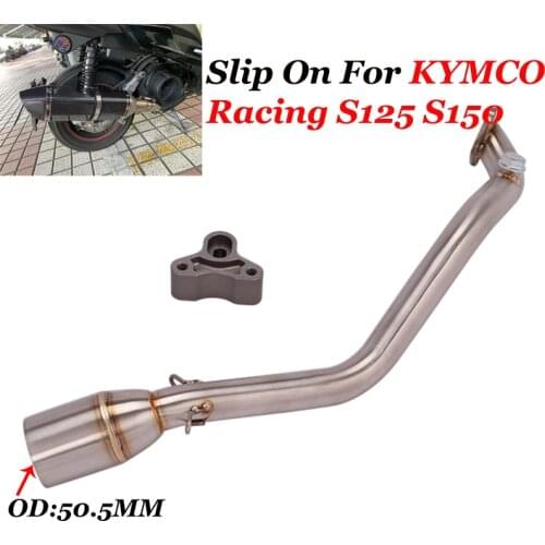 For S125 S150 Motorcycle Full Exhaust Middle Pipe Connection Link Pipe Round 51mm Muffler Slip On For KYMCO Racing S125 S150