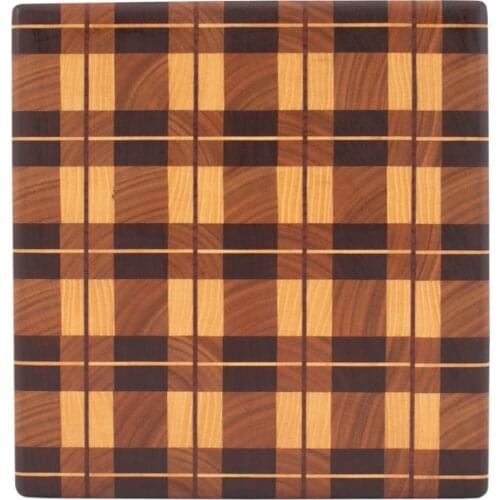 Eflatun Wood End Grain Kesme Tahtası Sapelli Dişbbudak Akçaağaç BurberryEkose Desen