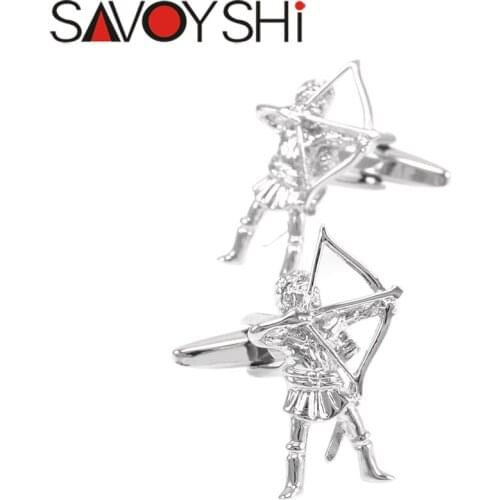 SAVOYSHI French Shirt Cufflinks for Mens High Quality Silver color Archer Model Cuff links Brand Fashion Men Jewelry abotoaduras