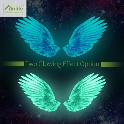 Artist Hand Painted Watercolor Angel Wings Luminous Night Glowing Wall Sticker Child Princess Simulation Blu-ray Wing Home Decor