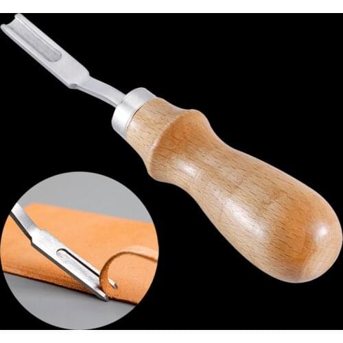 MIUSIE 1PCS Wood Handle French Style Leathercraft Leather Edge Beveler Leather Cutting Skiving Trimming Tool Leather Craft Tool