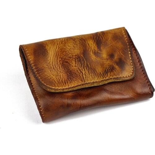 Breif Retro Genuine Leather Wallet for Men and Women Designer Small Purse Female Portfolio Women Purse