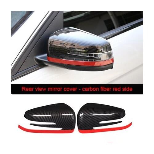 Rear View Mirror Cover For Benz Red Carbon Fiber 2pcs Side Model Glk200 Glk260 300glk