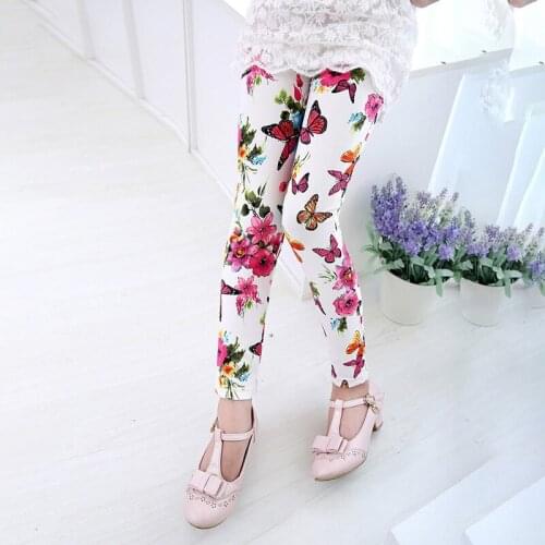 2019 Girl Leggings Pants Printed Stretch Trousers Girls Spring /Autumn Kids Girls Leggings 2-14Y 6 Color Girls Pants