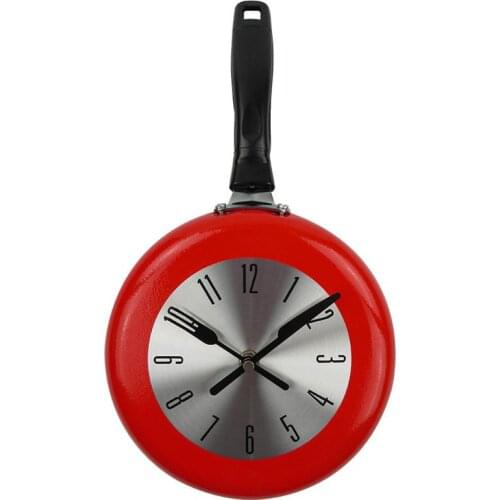 Wall Clock Metal Frying Pan Design 8 Inch Clocks Kitchen Decoration Novelty Art Watch
