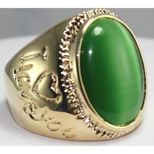 New Fashion 18K Gold Plated green opal Ring size 8-11