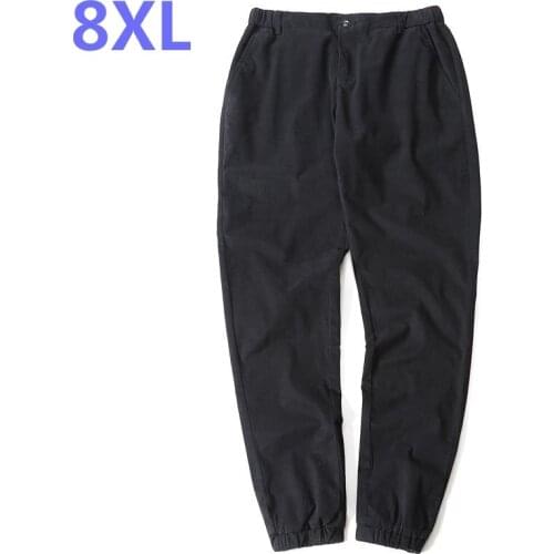New plus size 9XL Casual Men Pants Solid Color Health Pants Loose Breathable Push-up Straight Joggers Mens Sweatpants