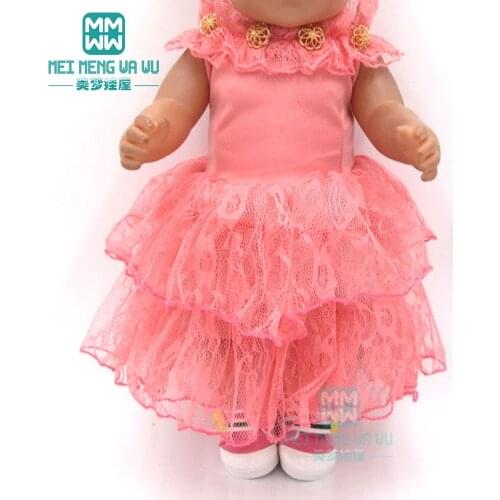 Doll clothes for 43cm-45cm toy new born doll and american doll Pink princess dress baby Lace dress