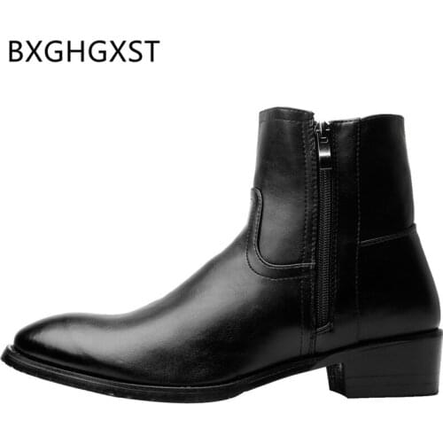 Coiffeur office shoes men high heel boots luxury brand italian shoes men boots genuine leather designer shoes mens dress boots