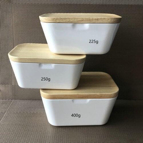 Portable Butter Box Dish With Wood Lid Holder Storage Container Wood Box Hotel Kitchen Tools Covered Butter Container
