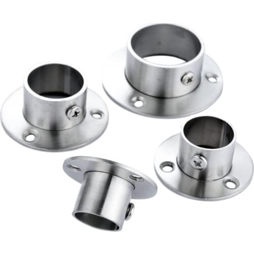 DRELD 2pc 19/22/25/32mm Stainless Steel Wardrobe Rail Support Closet Rod Flange Bracket Clothes Rod Seat Hanger Pipe Tube Holder