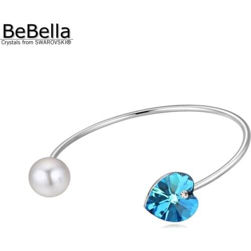 Romantic Heart crystal Woman Bangle Made with Austrian Crystals from Swarovski for girls Christmas gift