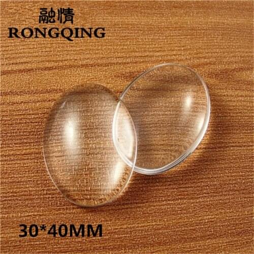 RONGQING 40pcs/lot Oval Transparent Cabochon 40*30MM Glass Beads for Jewelry Making Supplies