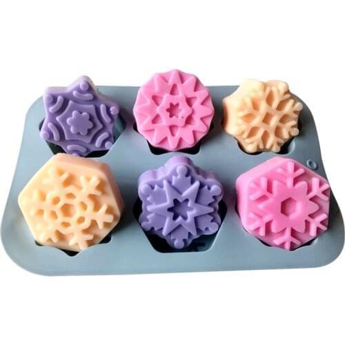 Christmas Snowflake Soap Mold Silicone Mold Aroma Gypsum Plaster Resin Mould Snow Handmade 3d Crafts Candle Molds