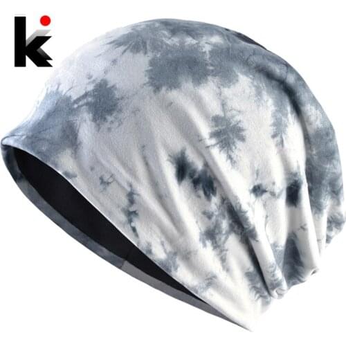 Spring Autumn Beanie Bonnet Women Fashion Color Ink Printing Hat Ladies Turban Cap Mens Outdoor Streetwear Hip Hop Skullies Hat