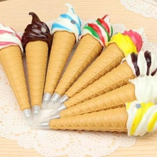 2pcs/set Student Office Stationery Gift Ice Cream Cute Ballpoint Pen Gel Pen Random Color