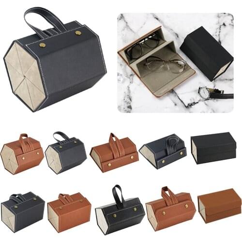 Portable Glasses Organizer 2/3/4/5/6 Multi-slot Eyeglasses Storage Display Travel Folding Sunglasses PU Leather Case for Home