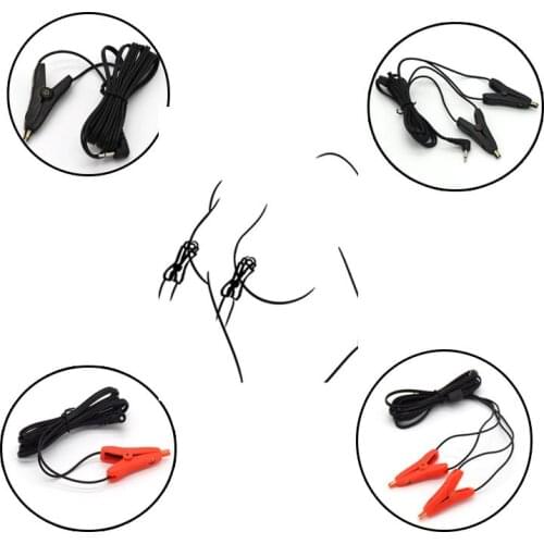 Electric Shock Red/Black Nipple Clamps/Clips Electro Shock Breast/Clitoris Massage Sex Goods For Women Medical Themed Toys