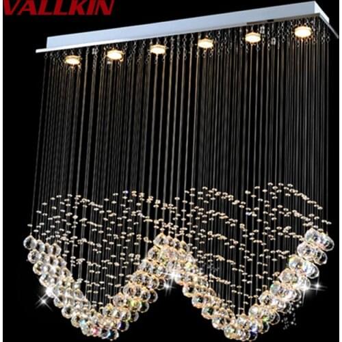Modern Rectangular Crystal LED Chandelier Pendant Restaurant Bedroom Entrance Hallway Crystal Chandeliers Lamp Fixtures