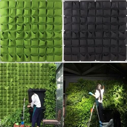 Wall Hanging Planting Bag 64 Pockets Growing Pot Vertical Home Garden Vegetable Flower Cultivation Bag Growing bag