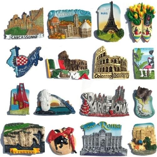 World Travel Souvenir USA Spain 3D Creative Magnet Fridge Magnet Resin