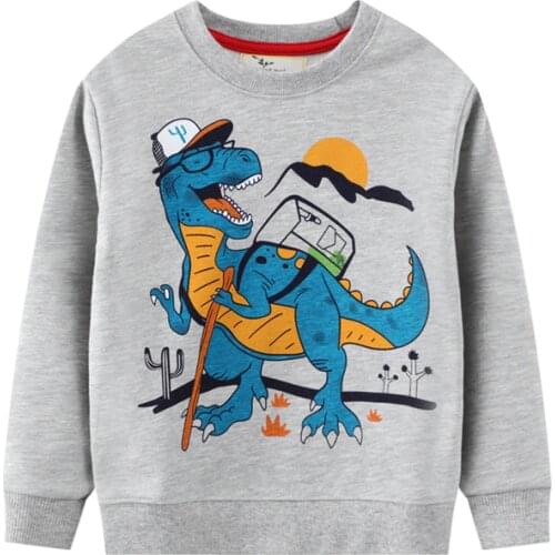 Dinosaur Print Boys Sweatshirts For Autumn Winter Cotton Kids Clothes Toddler Long Sleeve Hooded Sport Childrens Costume