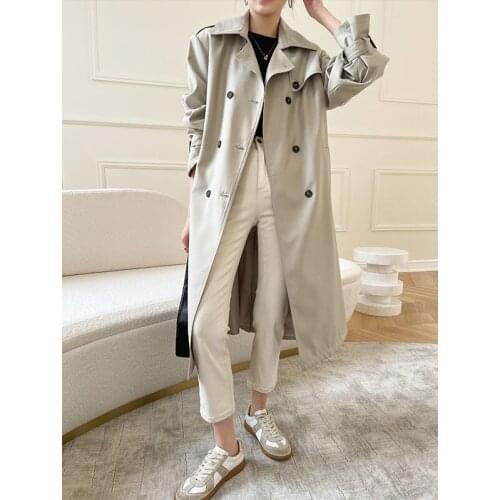 Windbreaker womens middle and long small man shows thin temperament, aging small man 2021 new Korean design coat