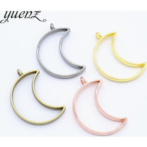 YuenZ 6pcs 7Color moon Charm Alloy Jewelry Accessories Rectangle Charm Hollow Glue Blank Pendant Tray Bezel 38*25mm B180