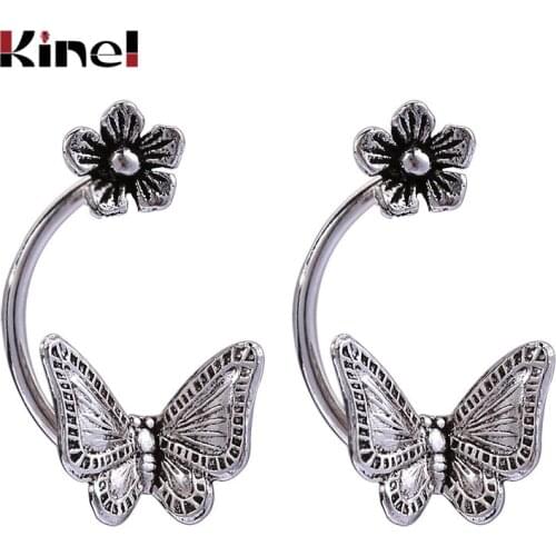 Kinel Authentic 925 Sterling Silver Retro Old Butterfly Drop Earrings for Women Korean Style Fine Jewelry Silver 925 Bijoux
