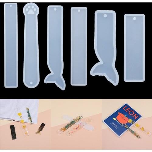 1 Pcs Rectangular Cat Paw Fish Tail Silicone Mold Bookmarks Pendant UV Epoxy Resin Molds for DIY Craft Silicone Jewelry Making