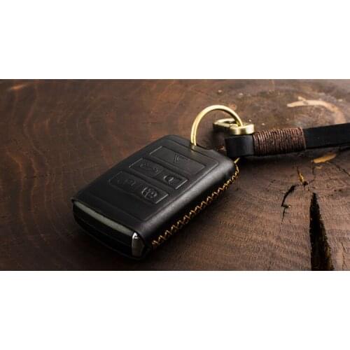 1X Genuine Leather Car Key Case Key Fob Cover For Land Rover Range Rover Sport Evoque Velar Discovery 5 Remote Smart Shell