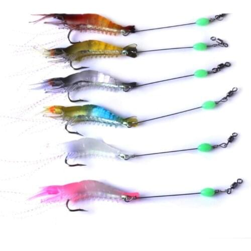 1pcs/lot Shrimp Soft Lure 8cm/5.3g Fishing Artificial Bait With Glow Hook Swivels Anzois Para Pesca Sabiki Rigs Fishing Lure