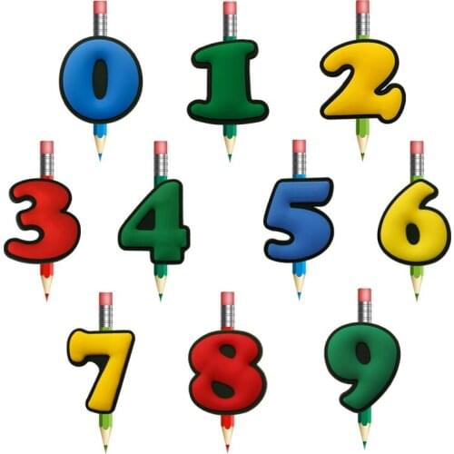 100pcs Numbers Pen Cover Figures Straw Topper Pencil Cap Kids Stationery School Office Supply Teacher Student Xmas Gift