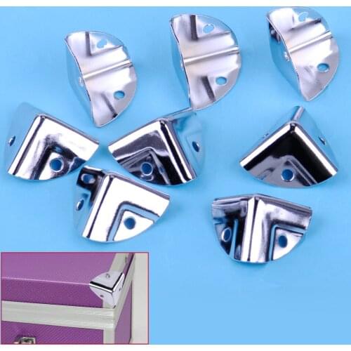 8pcs Metal Corner Bracket Angle Brace Protectors for Wooden Trunk Box Chest Flightcase