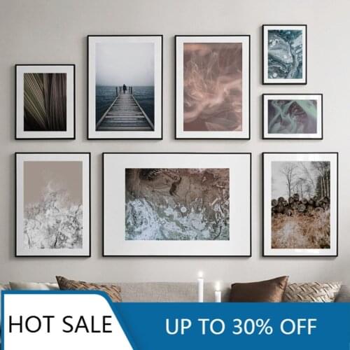 Abstract Marble Texture Wooden Bridge Wall Art Canvas Painting Posters Prints Nordic Wall Decor For Aesthetic Home Decoration