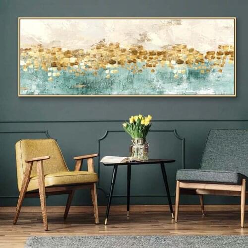 Abstract Green Golden Poster Canvas Painting Scandinavian Wall Art Pictures Cuadros Modern Minimalist Living Room Home Decor