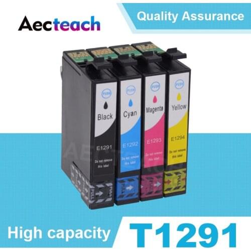Aecteach 12XL Compatible Ink Cartridge For EPSON T1291 T1292 T1293 T1294 Stylus SX230 SX235W SX420W SX425W SX430W SX435W Printer