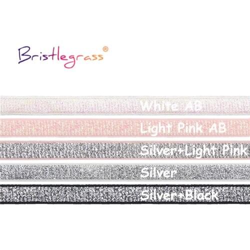 BRISTLEGRASS Combo 5 Yard 3/8" 10mm Metallic Glitter Elastics Spandex Band Headband Shoulder Tape Bra Strap Lingerie Sewing Trim