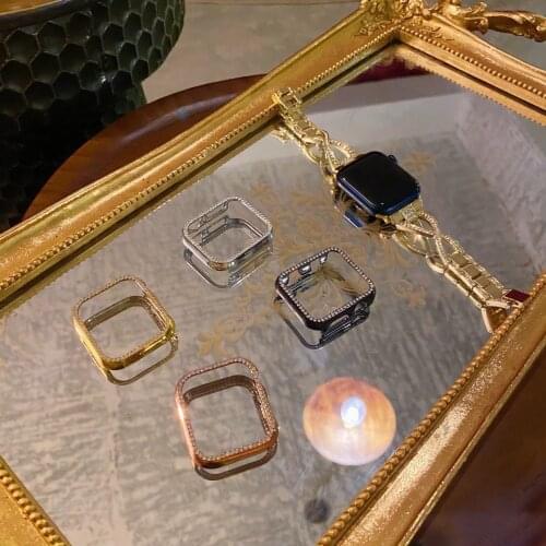 Diamond Bumper Protective Case for Apple Watch Cover Series 6 SE 5 4 3 2 1 38MM 42MM For Iwatch 6 5 4 40mm 44mm watch band strap