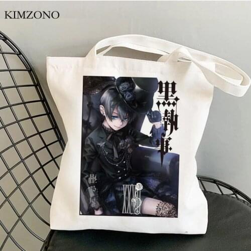 Black Butler shopping bag canvas shopper recycle bag shopping bolsa eco bag net sacola string fabric sac toile