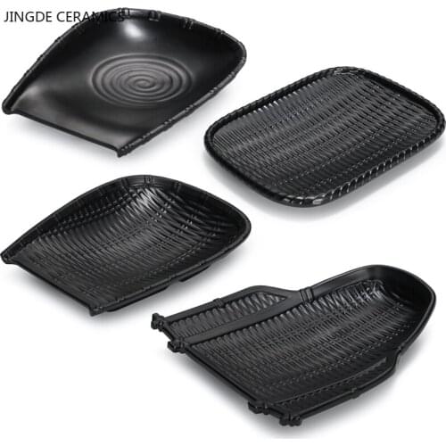 Pure Black Chinese Serving Tray Commercial Bar BBQ Salad Dishes Dessert Fruit Plates Living Room Kitchen Storage Display Tray