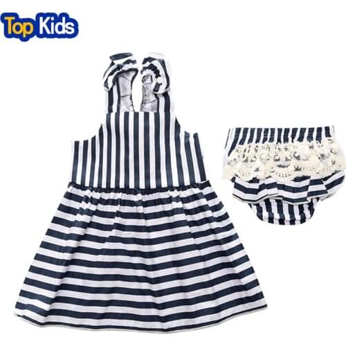 Kids Tales little baby girl dress summer sleeveless triped cotton modis Dresses For Girl toddler sets 0-2 kids wear wear MBD081