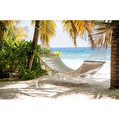 Tropical Sea Beach Hammock Scene Holiday Photography Backgrounds Baby Portrait Photographic Backdrops For Home Photo Studio