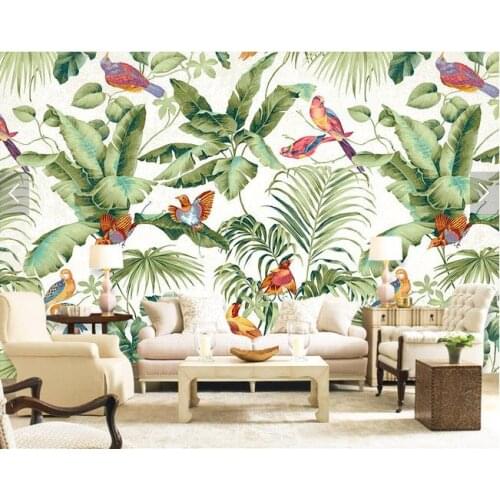 Custom mural Retro minimalist oil painting green flowers wallpaper living room bedroom TV backdrop wallpaper mural