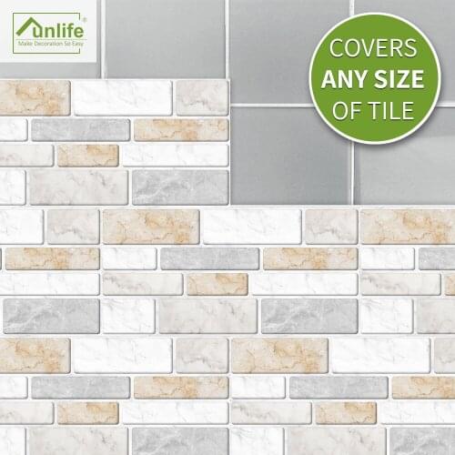 Funlife® Warm marble Tile Wall sticker Wallpaper Self-Adhesive Decorative Easy to Clean Bathroom Kitchen Backsplash Floor